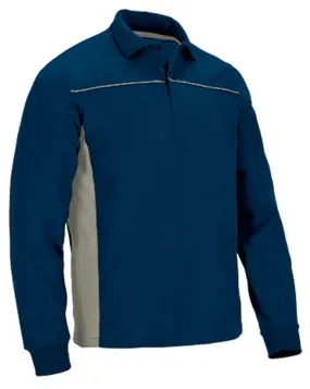 Polo manches longues bicolore - Homme - réf THUNDER - bleu marine et beige 
